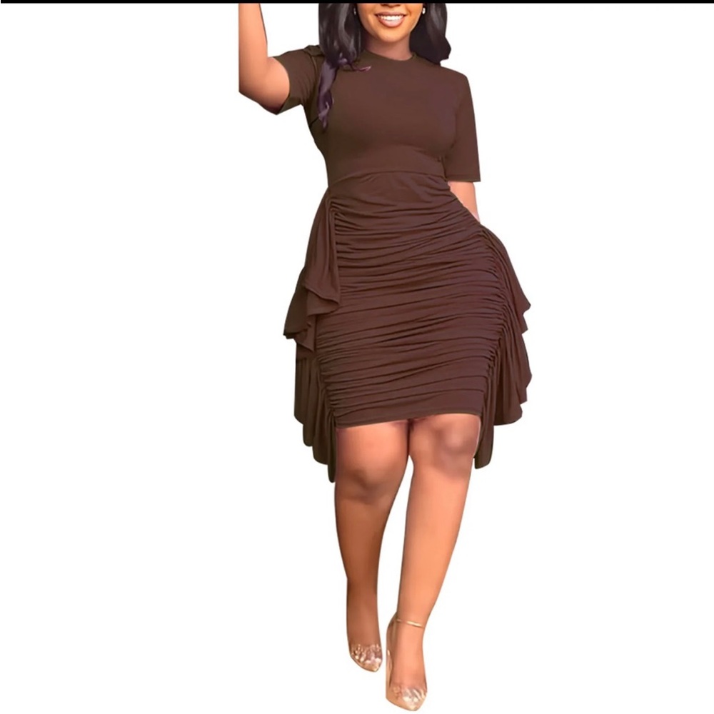 Brown ruching dress